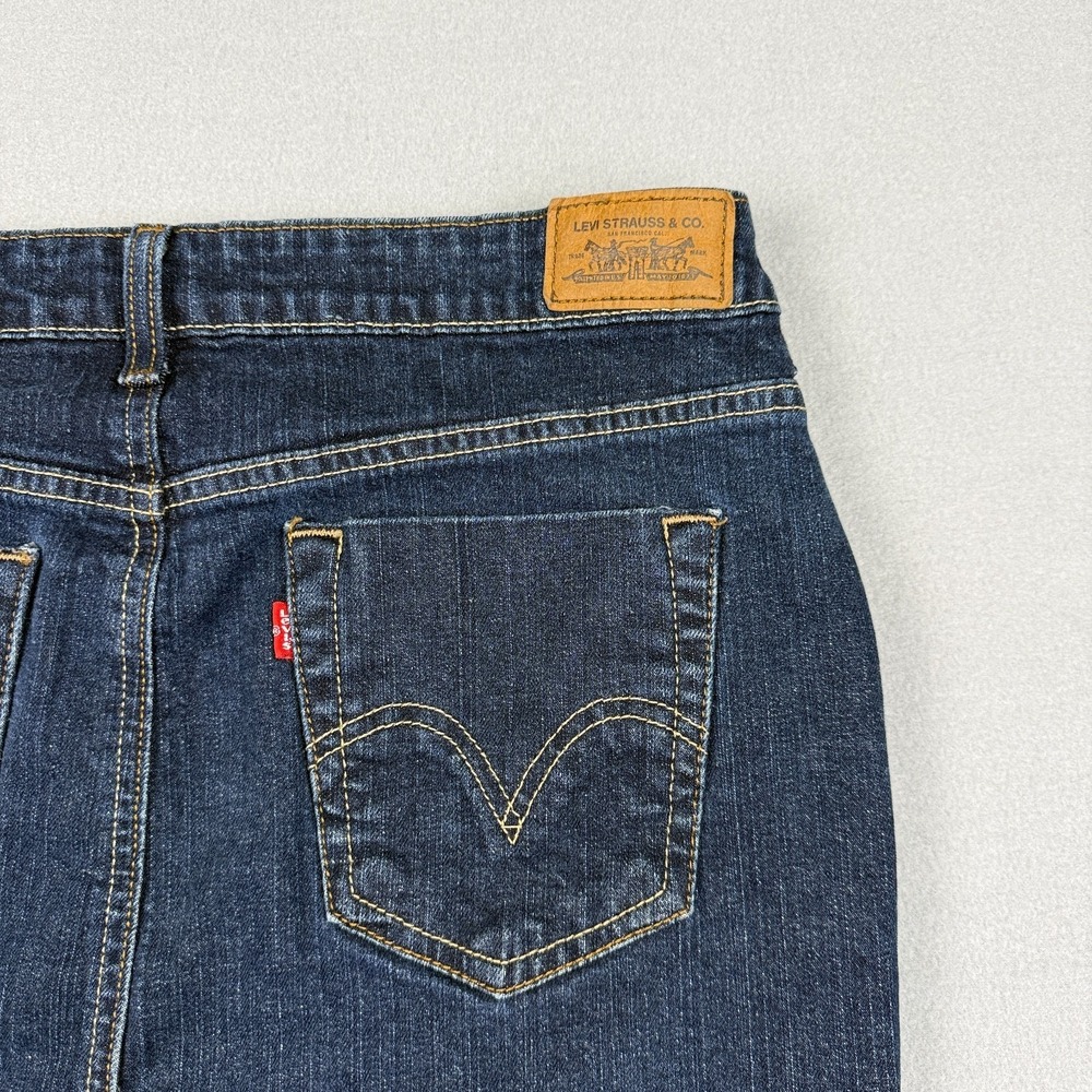 Levis Womens Denim Skirt Size 10 Dark Wash Midi Stretch Classic Jean Skirt Vtg - Picture 7 of 12